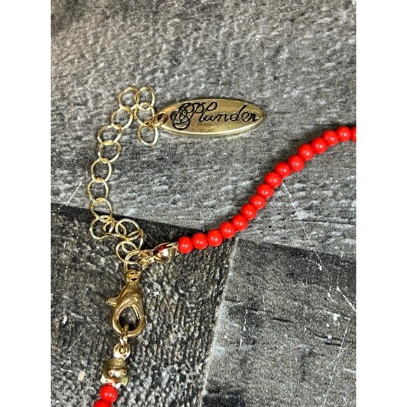 Plunder Necklace COLE - RED BEADED CHAIN,GOLD CIRCLES 33.5"-35.5"  New in Box - Picture 10 of 12